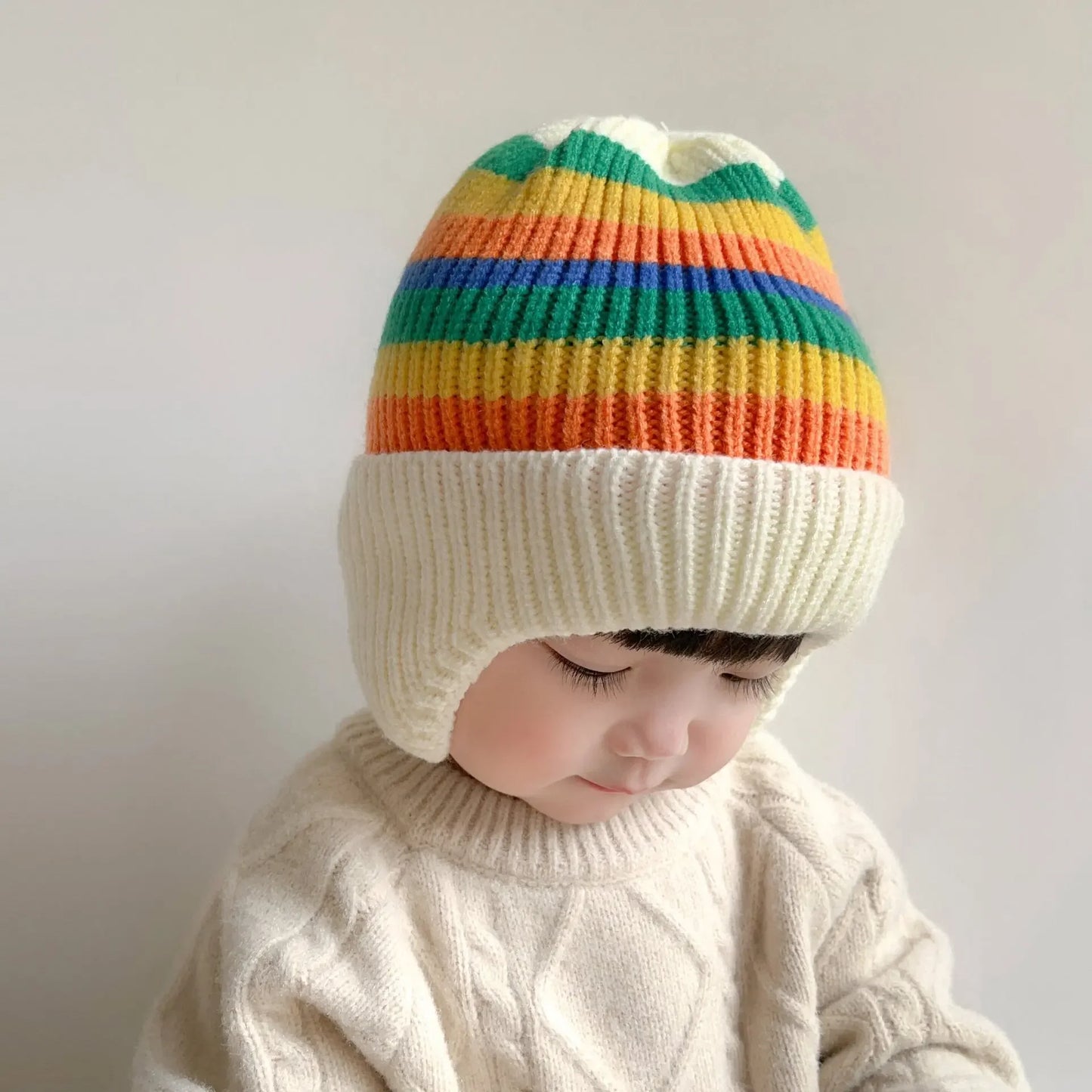 Baby wool hat cute bear ear